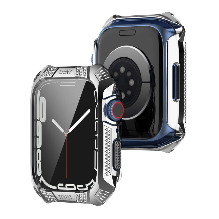 Rhombus Belt Drill + Tempered Film Integrated Case For Apple Watch Series 8 / 7 45mm