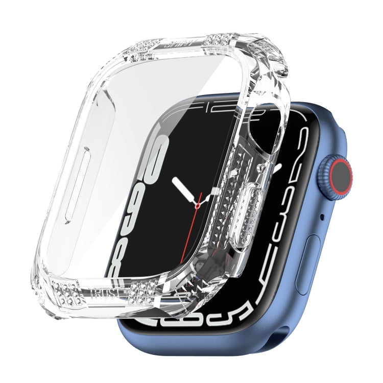 Rhombus Belt Drill + Tempered Film Integrated Case For Apple Watch Series 8 / 7 45mm