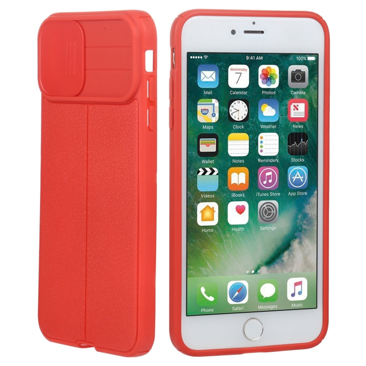 Litchi Texture Sliding Camshield TPU Protective Phone Case For iPhone 8 Plus & 7 Plus