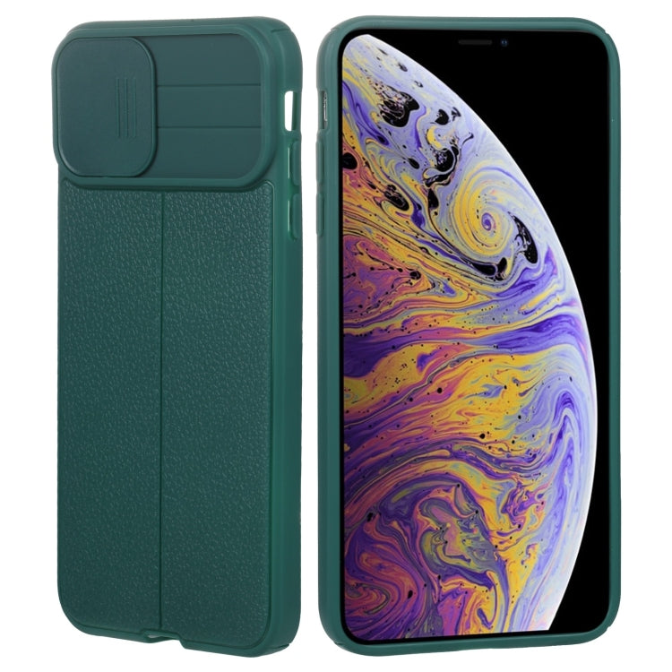 For iPhone XS Max Litchi Texture Sliding Camshield TPU Protective Phone Case