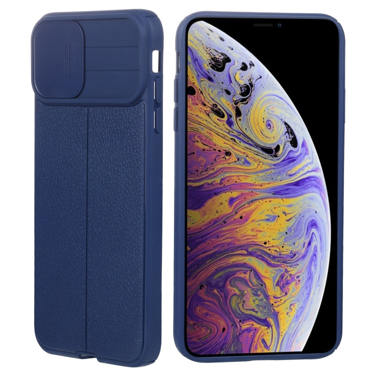 For iPhone XS Max Litchi Texture Sliding Camshield TPU Protective Phone Case