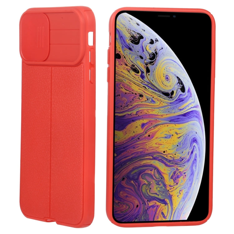 For iPhone XS Max Litchi Texture Sliding Camshield TPU Protective Phone Case