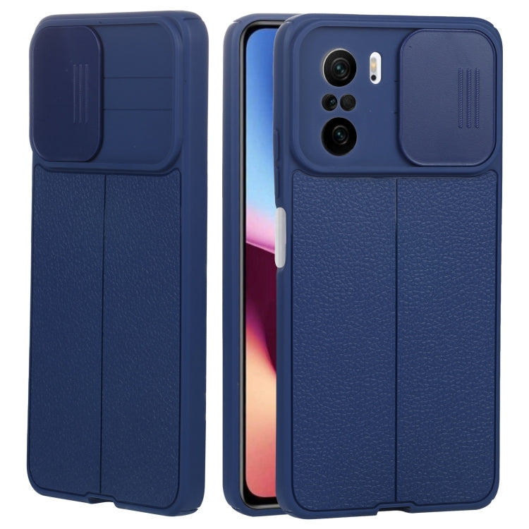 For Xiaomi Redmi K40 Litchi Texture Sliding Camshield TPU Protective Phone Case