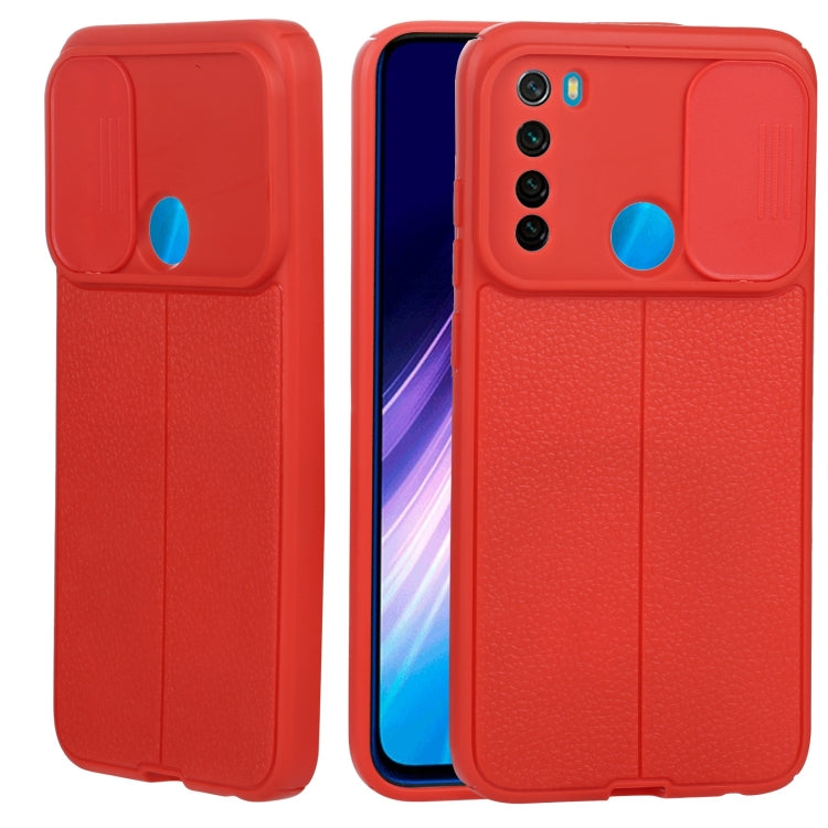 For Xiaomi Redmi Note 8 Litchi Texture Sliding Camshield TPU Protective Phone Case