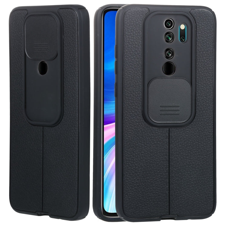 For Xiaomi Redmi Note 8 Pro Litchi Texture Sliding Camshield TPU Protective Phone Case