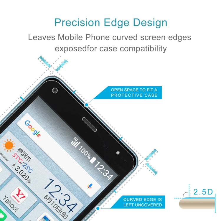 50 PCS 0.26mm 9H 2.5D Tempered Glass Film For Kyocera Kantan Sumaho 2