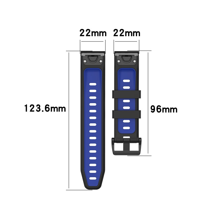 22mm Quick Release Two-color Silicone Watch Band for Garmin Fenix 7 / EPIX