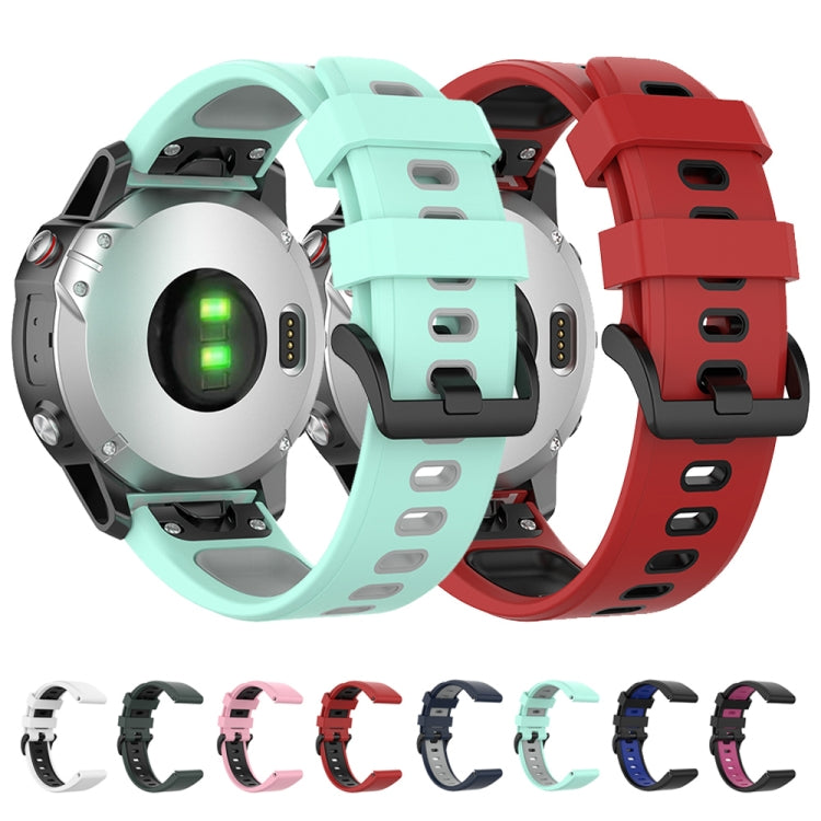 22mm Quick Release Two-color Silicone Watch Band for Garmin Fenix 7 / EPIX