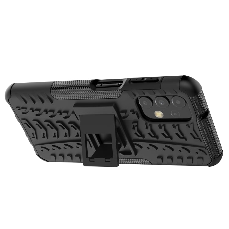 For Samsung Galaxy A13 4G Tire Texture Shockproof TPU+PC Phone Case with Holder