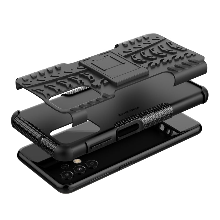 For Samsung Galaxy A13 4G Tire Texture Shockproof TPU+PC Phone Case with Holder