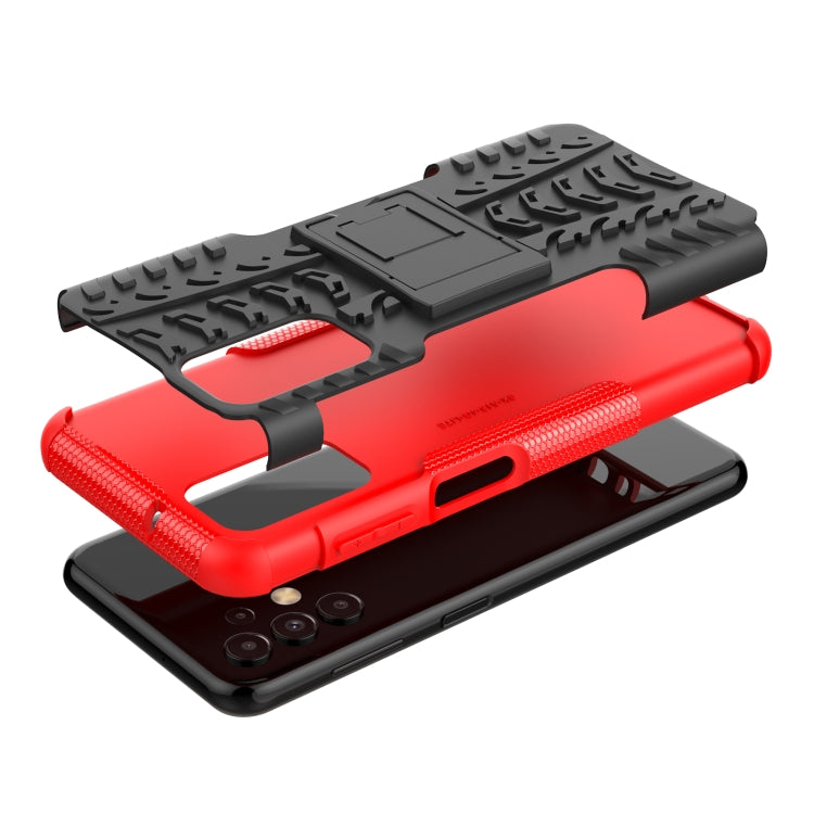 For Samsung Galaxy A13 4G Tire Texture Shockproof TPU+PC Phone Case with Holder