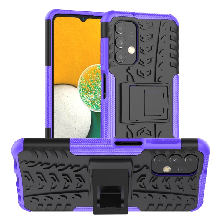 For Samsung Galaxy A13 4G Tire Texture Shockproof TPU+PC Phone Case with Holder