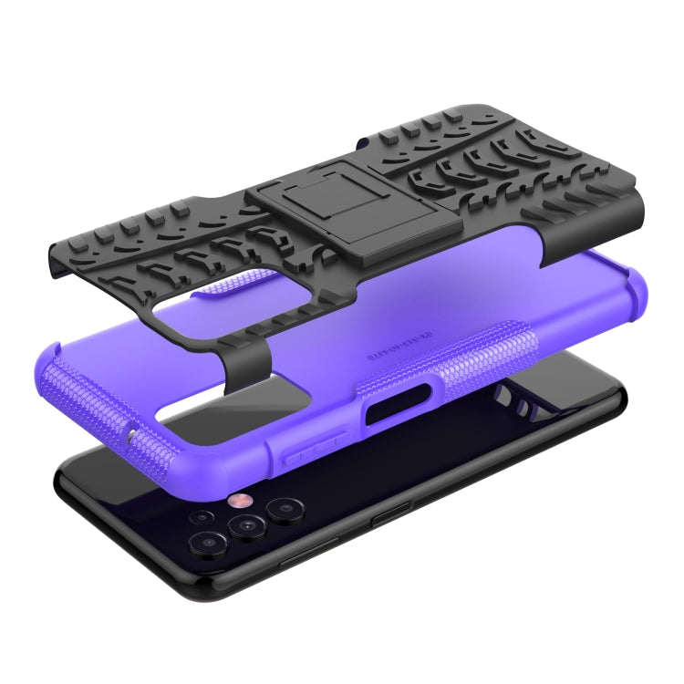 For Samsung Galaxy A13 4G Tire Texture Shockproof TPU+PC Phone Case with Holder