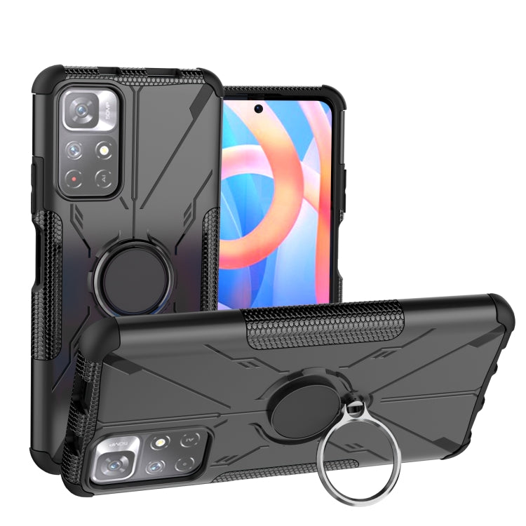 For Xiaomi Redmi Note 11 5G China Version Armor Bear Shockproof PC + TPU Phone Case with Ring Holder