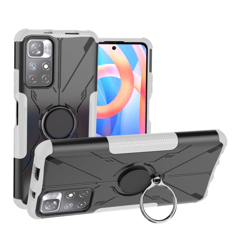 For Xiaomi Redmi Note 11 5G China Version Armor Bear Shockproof PC + TPU Phone Case with Ring Holder