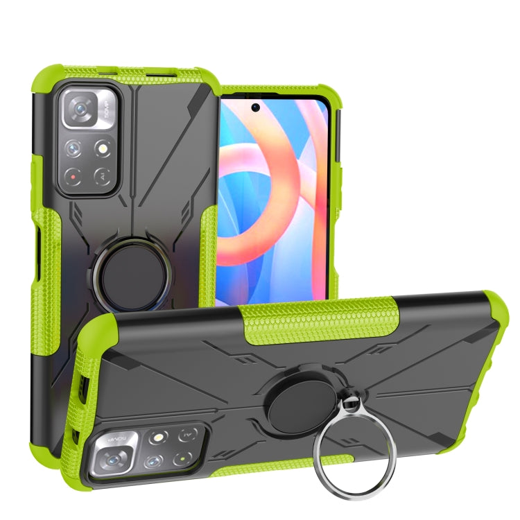For Xiaomi Redmi Note 11 5G China Version Armor Bear Shockproof PC + TPU Phone Case with Ring Holder