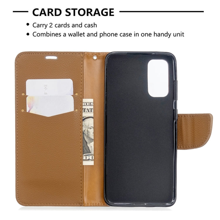 For Galaxy S20 Litchi Texture Pure Color Horizontal Flip PU Leather Case with Holder & Card Slots & Wallet & Lanyard