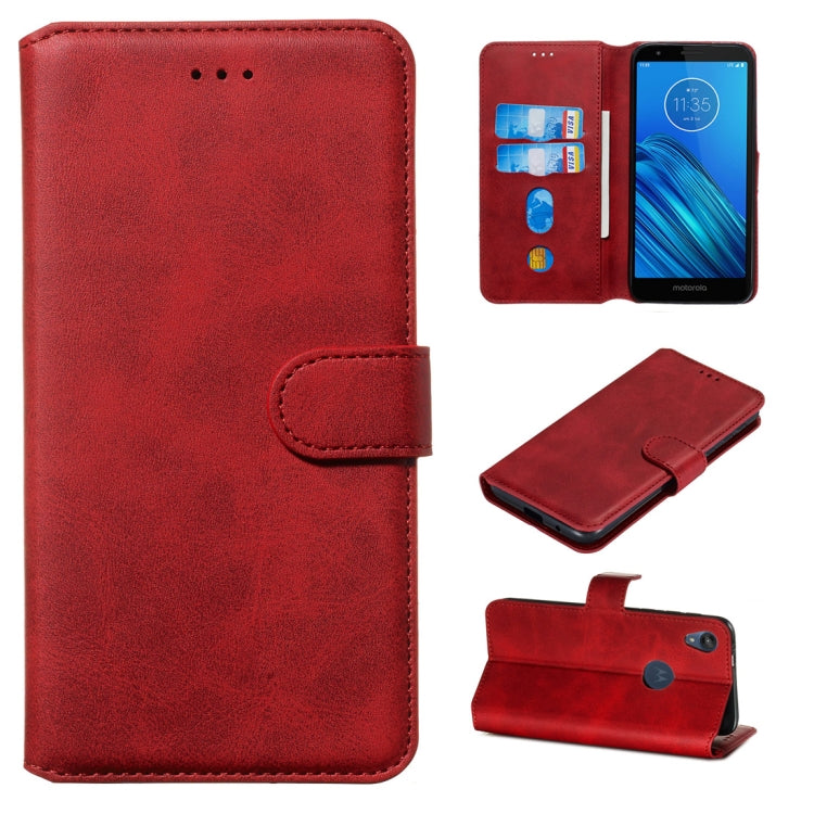 For Motorola Moto E6 Classic Calf Texture Horizontal Flip PU Leather Case, with Holder & Card Slots & Wallet