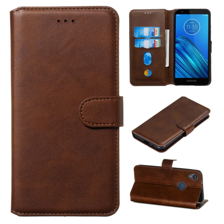 For Motorola Moto E6 Classic Calf Texture Horizontal Flip PU Leather Case, with Holder & Card Slots & Wallet