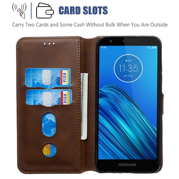 For Motorola Moto E6 Classic Calf Texture Horizontal Flip PU Leather Case, with Holder & Card Slots & Wallet