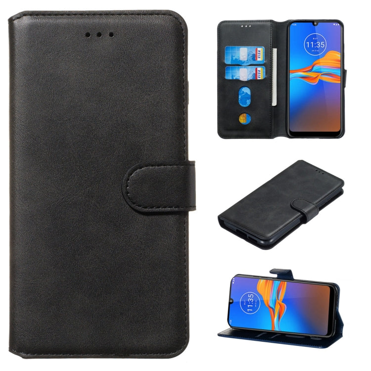 For Motorola Moto E6 Plus Classic Calf Texture Horizontal Flip PU Leather Case, with Holder & Card Slots & Wallet