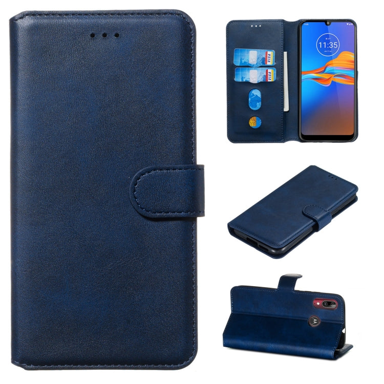 For Motorola Moto E6 Plus Classic Calf Texture Horizontal Flip PU Leather Case, with Holder & Card Slots & Wallet