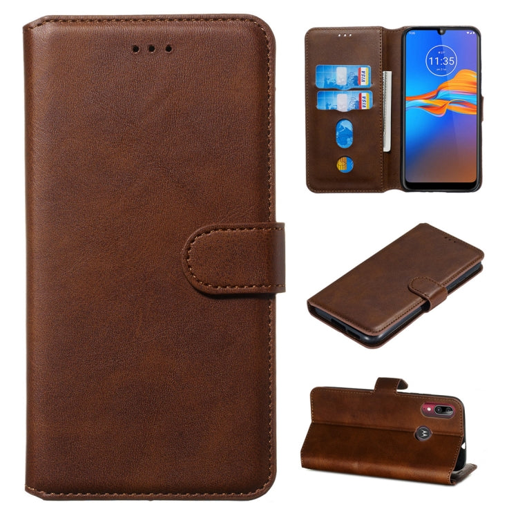 For Motorola Moto E6 Plus Classic Calf Texture Horizontal Flip PU Leather Case, with Holder & Card Slots & Wallet