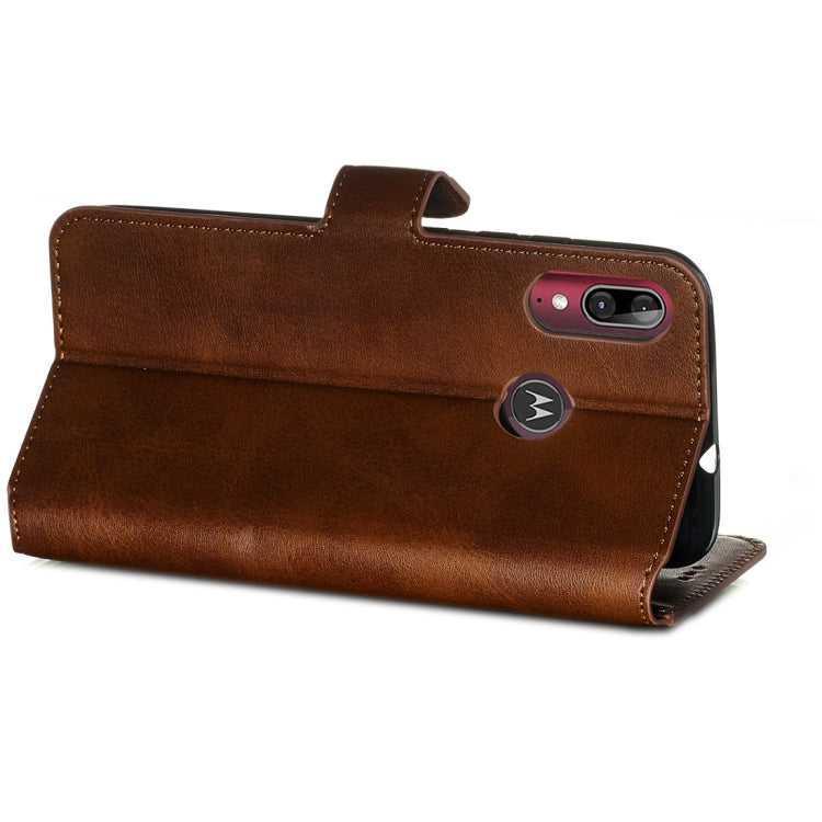 For Motorola Moto E6 Plus Classic Calf Texture Horizontal Flip PU Leather Case, with Holder & Card Slots & Wallet