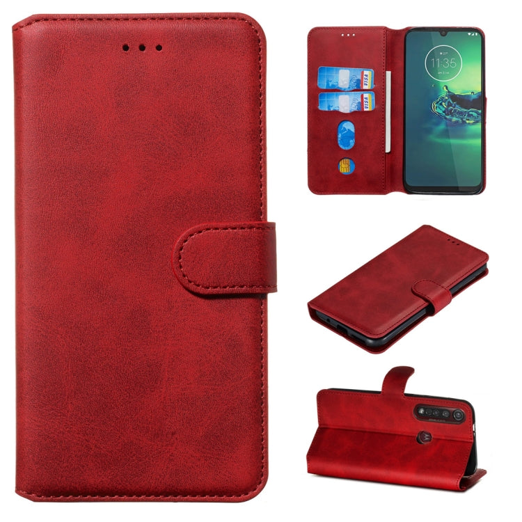 For Motorola Moto G8 Plus Classic Calf Texture Horizontal Flip PU Leather Case, with Holder & Card Slots & Wallet