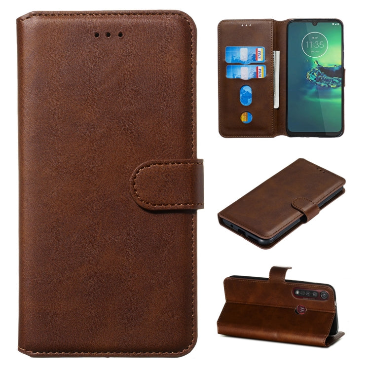 For Motorola Moto G8 Plus Classic Calf Texture Horizontal Flip PU Leather Case, with Holder & Card Slots & Wallet
