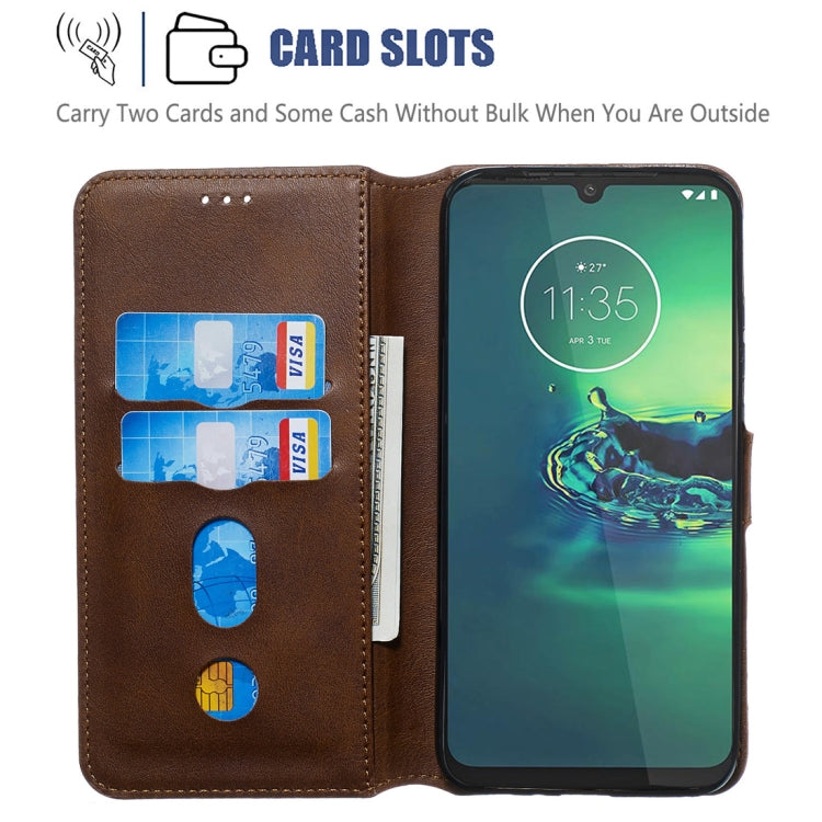 For Motorola Moto G8 Plus Classic Calf Texture Horizontal Flip PU Leather Case, with Holder & Card Slots & Wallet