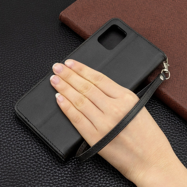 For Galaxy A51 Retro Lambskin Texture Pure Color Horizontal Flip PU Leather Case with Holder & Card Slots & Wallet & Lanyard