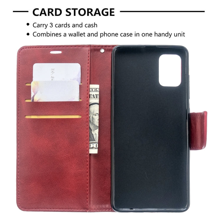 For Galaxy A51 Retro Lambskin Texture Pure Color Horizontal Flip PU Leather Case with Holder & Card Slots & Wallet & Lanyard