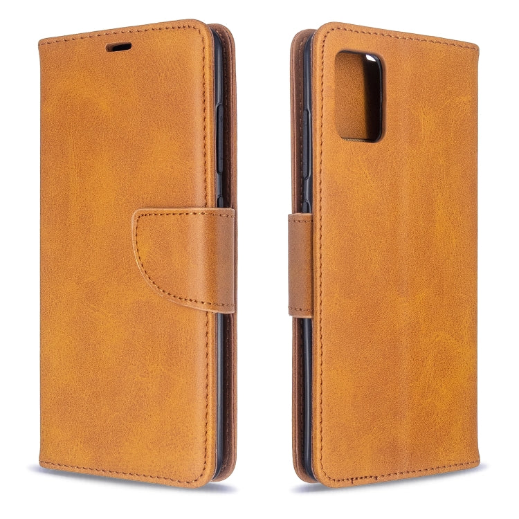 For Galaxy A51 Retro Lambskin Texture Pure Color Horizontal Flip PU Leather Case with Holder & Card Slots & Wallet & Lanyard