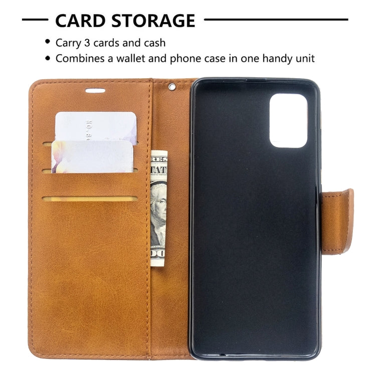 For Galaxy A51 Retro Lambskin Texture Pure Color Horizontal Flip PU Leather Case with Holder & Card Slots & Wallet & Lanyard