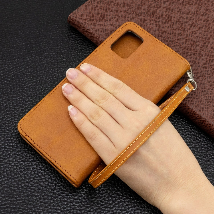 For Galaxy A51 Retro Lambskin Texture Pure Color Horizontal Flip PU Leather Case with Holder & Card Slots & Wallet & Lanyard