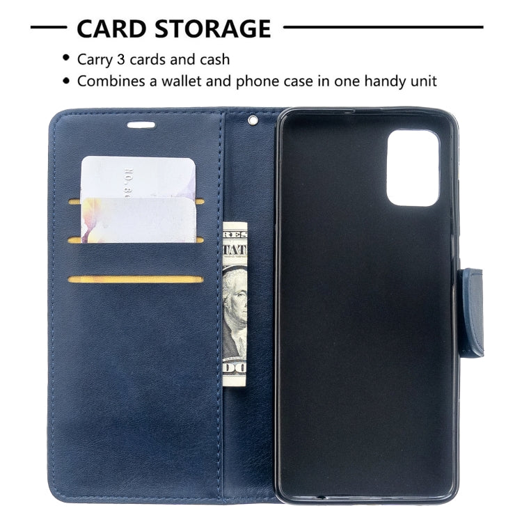For Galaxy A51 Retro Lambskin Texture Pure Color Horizontal Flip PU Leather Case with Holder & Card Slots & Wallet & Lanyard