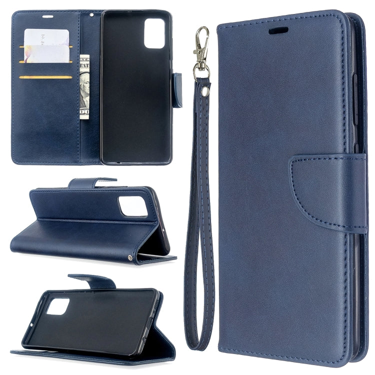 For Galaxy A51 Retro Lambskin Texture Pure Color Horizontal Flip PU Leather Case with Holder & Card Slots & Wallet & Lanyard