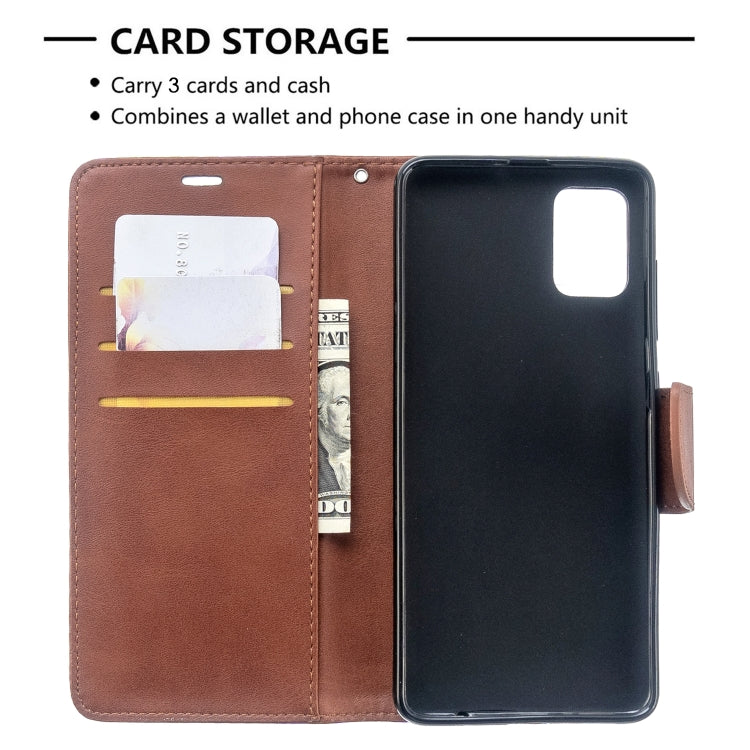 For Galaxy A51 Retro Lambskin Texture Pure Color Horizontal Flip PU Leather Case with Holder & Card Slots & Wallet & Lanyard