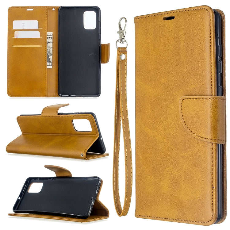 For Galaxy A71 Retro Lambskin Texture Pure Color Horizontal Flip PU Leather Case with Holder & Card Slots & Wallet & Lanyard