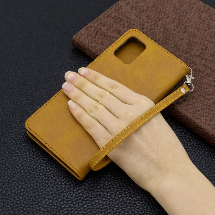 For Galaxy A71 Retro Lambskin Texture Pure Color Horizontal Flip PU Leather Case with Holder & Card Slots & Wallet & Lanyard