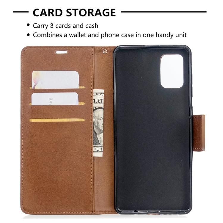 For Galaxy A71 Retro Lambskin Texture Pure Color Horizontal Flip PU Leather Case with Holder & Card Slots & Wallet & Lanyard