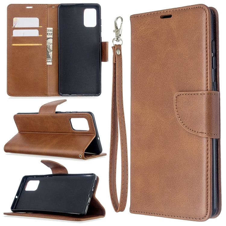 For Galaxy A71 Retro Lambskin Texture Pure Color Horizontal Flip PU Leather Case with Holder & Card Slots & Wallet & Lanyard