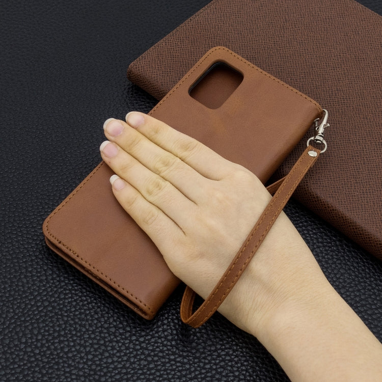 For Galaxy A71 Retro Lambskin Texture Pure Color Horizontal Flip PU Leather Case with Holder & Card Slots & Wallet & Lanyard
