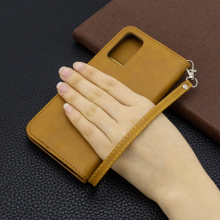 For Galaxy S20 Retro Lambskin Texture Pure Color Horizontal Flip PU Leather Case with Holder & Card Slots & Wallet & Lanyard