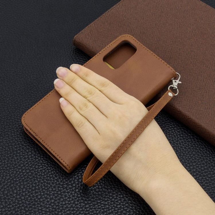 For Galaxy S20 Retro Lambskin Texture Pure Color Horizontal Flip PU Leather Case with Holder & Card Slots & Wallet & Lanyard