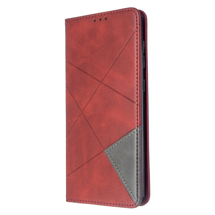 For Galaxy A71 Rhombus Texture Horizontal Flip Magnetic Leather Case with Holder & Card Slots