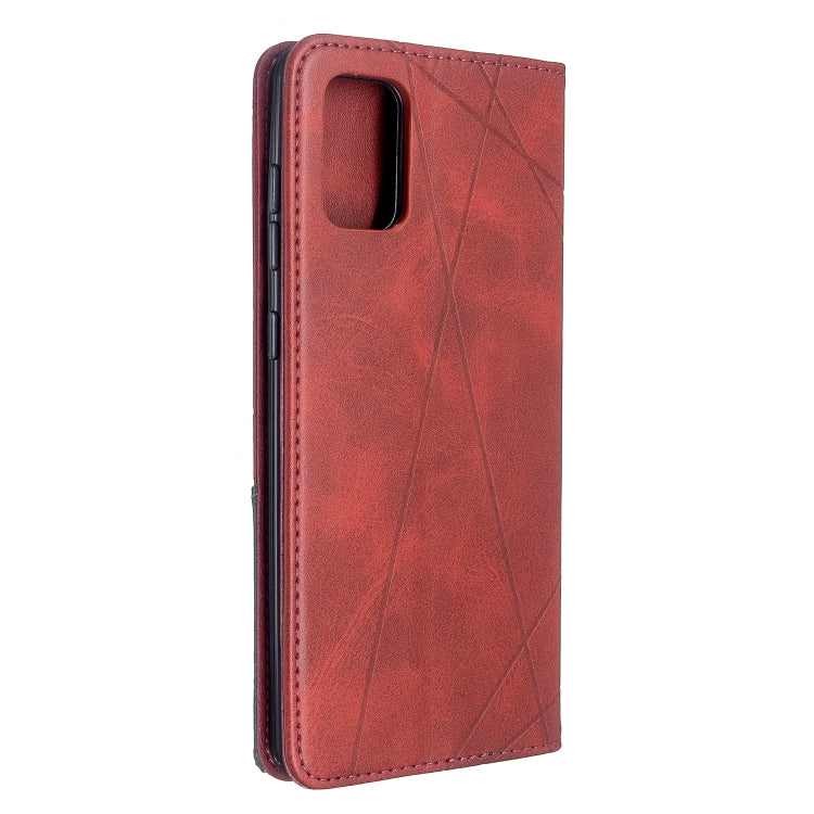 For Galaxy A71 Rhombus Texture Horizontal Flip Magnetic Leather Case with Holder & Card Slots