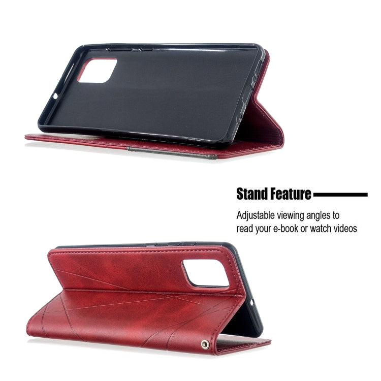 For Galaxy A71 Rhombus Texture Horizontal Flip Magnetic Leather Case with Holder & Card Slots
