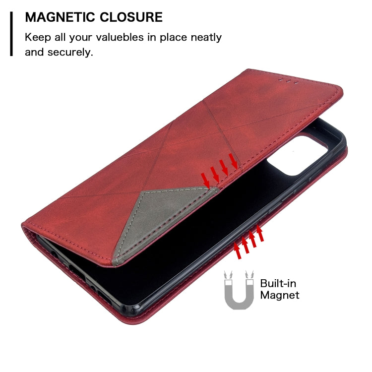 For Galaxy A71 Rhombus Texture Horizontal Flip Magnetic Leather Case with Holder & Card Slots